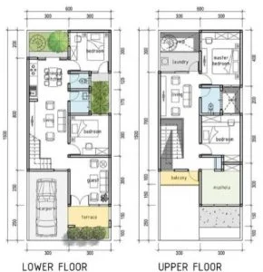 gambar desain rumah 6x15 2 lantai 4 kamar